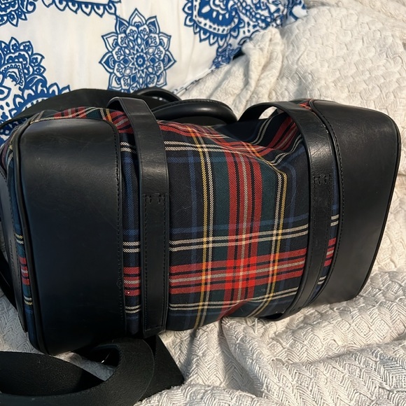 Polo Ralph Lauren Tartan Plaid Duffle Crossbody Satchel Boston Shoulder Bag - Picture 8 of 11
